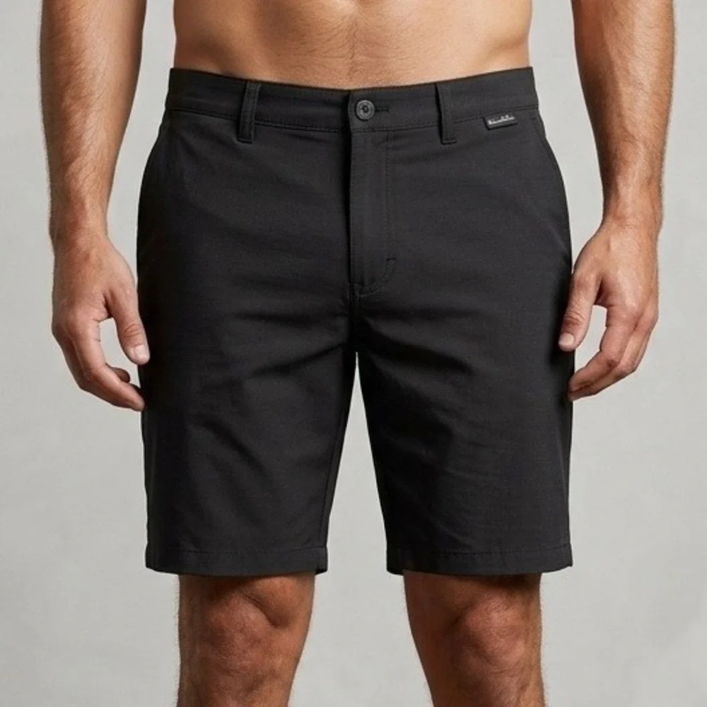 TravisMathew Mens Black Micro Stripe Hybrid Golf Shorts Size 40 Stretch Beck